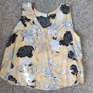 Liz Claiborne Yellow and Black Floral Blouse